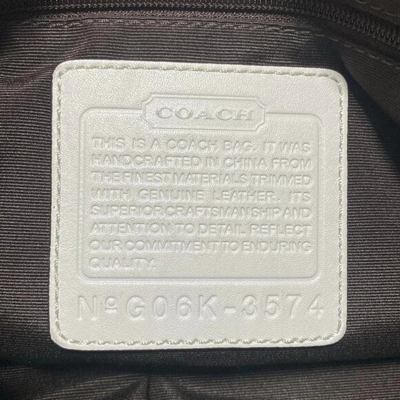 Auth COACH Signature Soft Duffle 3574 Khaki White Jacquard Leather Shoulder Bag - Picture 8 of 8